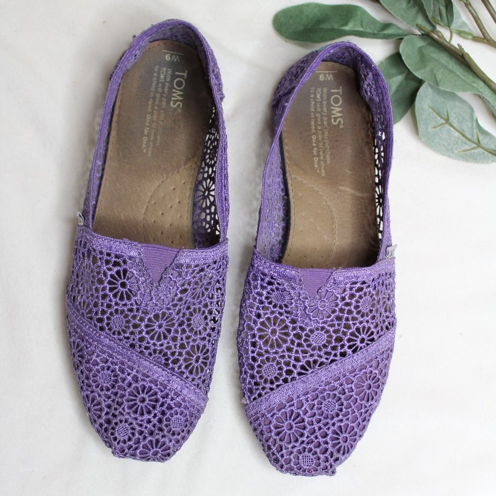 TOMS Purple Lace Crochet Slip On